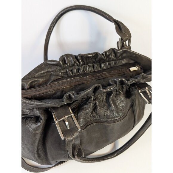 Vera Pelle Leather Purse Slouch Hobo Bag Made in Italy Brown 12” x 18” - Picture 4 of 13